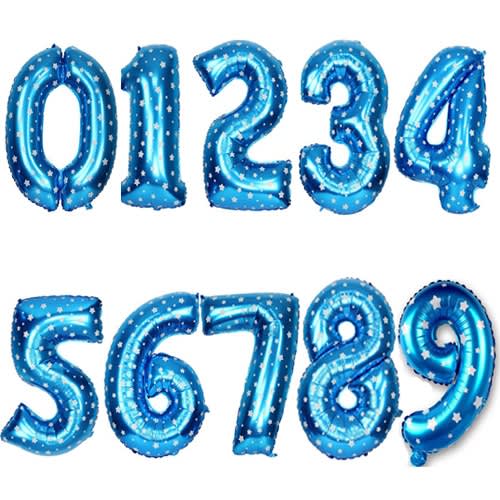 32 Inches Foil Balloons - Numbers 0-9 - Blue