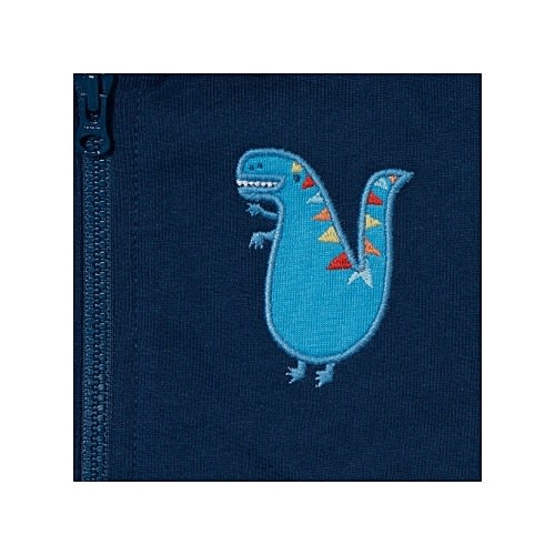 Dinosaur Terry Jacket Bodysuit And Pants 3 Piece Set- Blue