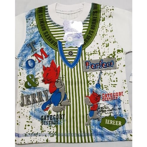 Boys Long Sleeve Round Neck T-Shirt With Jeans Trouser - Green & Blue