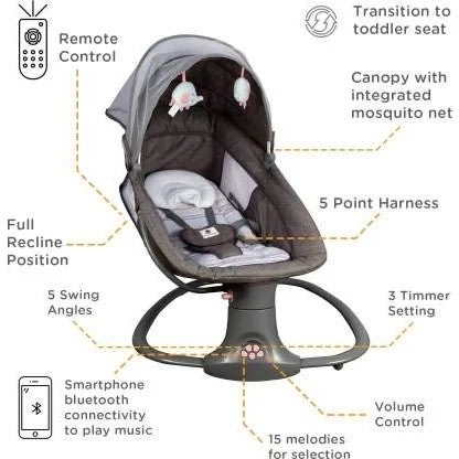 Mastela 3-in-1 Deluxe Multi-Functional Bassinet - Swing & Napper Swings