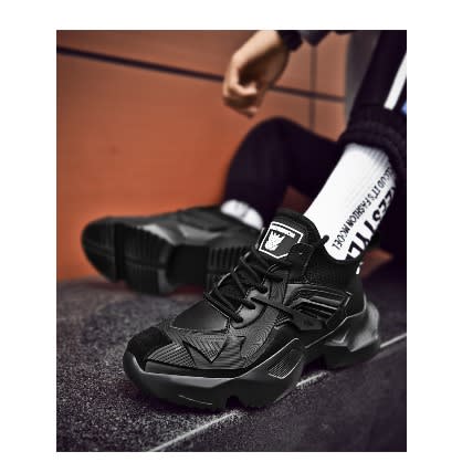 Light Weight Thick Soled Sneakers-Black