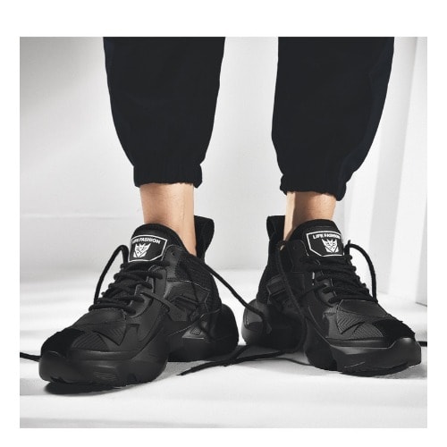 Light Weight Thick Soled Sneakers-Black