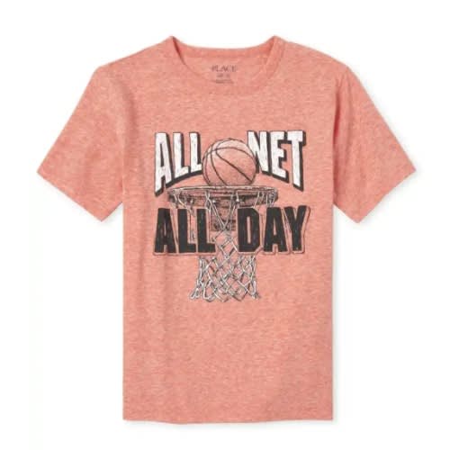 Boys All Net All Day Graphic T-Shirt - Coral