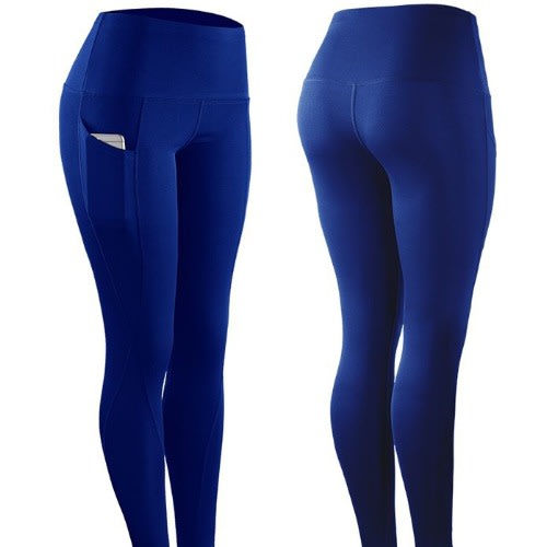 Ladies' High Waist Thick Leggings - Blue