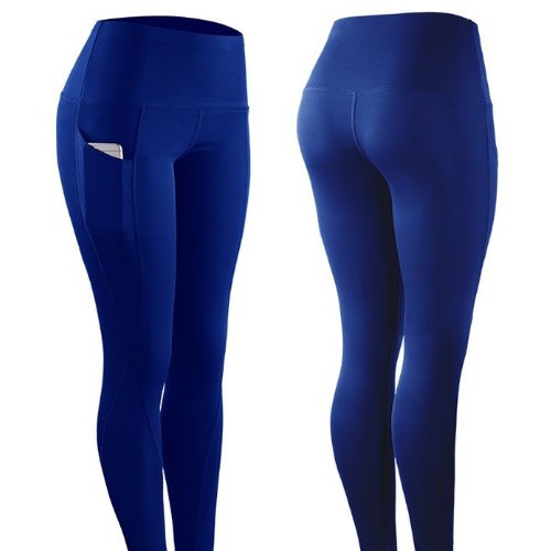 Ladies' High Waist Thick Leggings - Blue