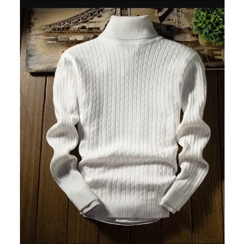 Men's White Turtle Neck Shirt