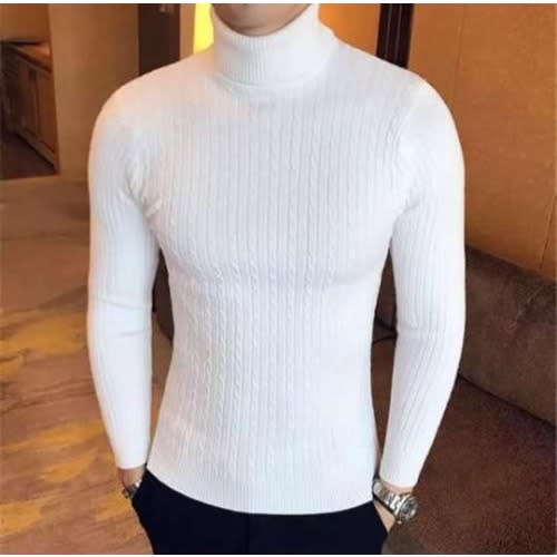 Men's White Turtle Neck Shirt