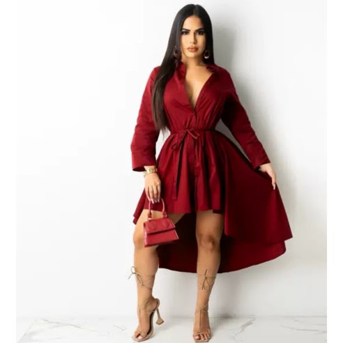 Shirt Dress - Wine