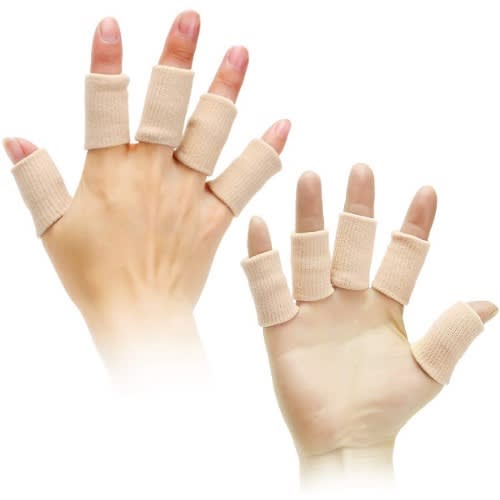 10 Pcs Finger Sleeves Protectors Thumb Brace Support - Beige