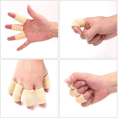 10 Pcs Finger Sleeves Protectors Thumb Brace Support - Beige