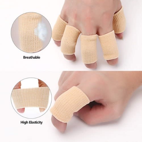 10 Pcs Finger Sleeves Protectors Thumb Brace Support - Beige