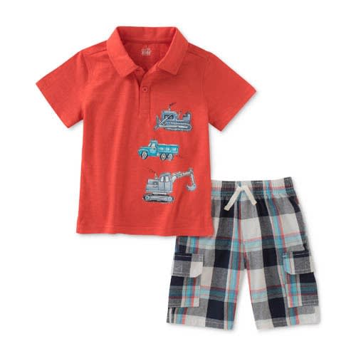 Boys' 2 Pieces Polo Shorts Set, Red