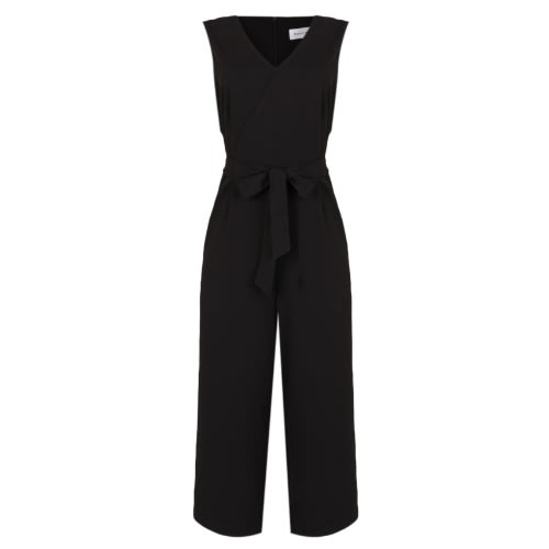 Vneck Culotte Sleeveless Jumpsuit - Black
