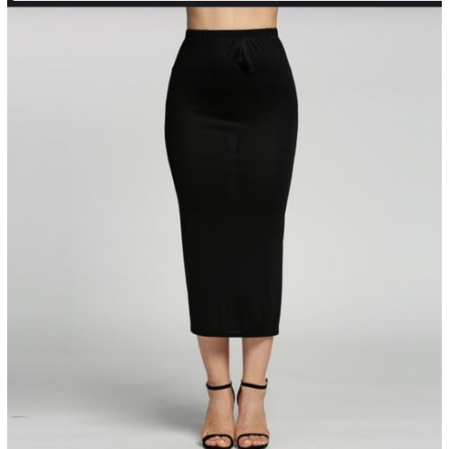 Slim Fit Cotton High Waist Skett-black