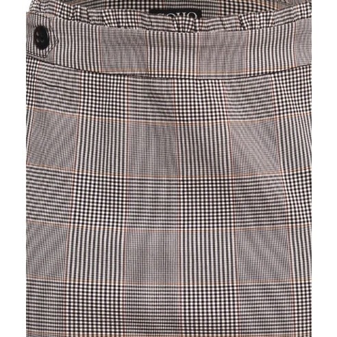Ruffle & Button Check Pencil Skirt- Mustard Highlights