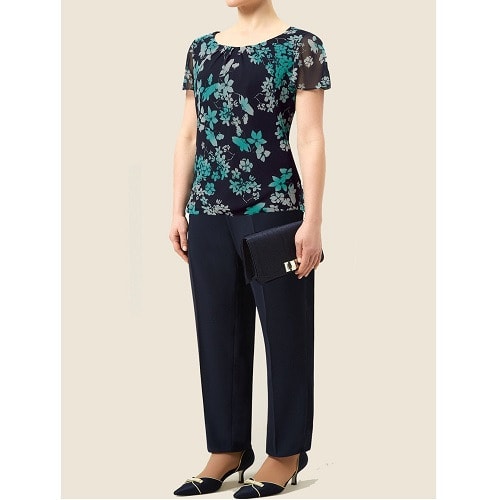 Butterfly Floral Top & Slim Leg Designer Trouser Suit