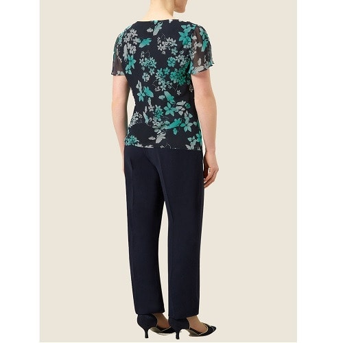 Butterfly Floral Top & Slim Leg Designer Trouser Suit