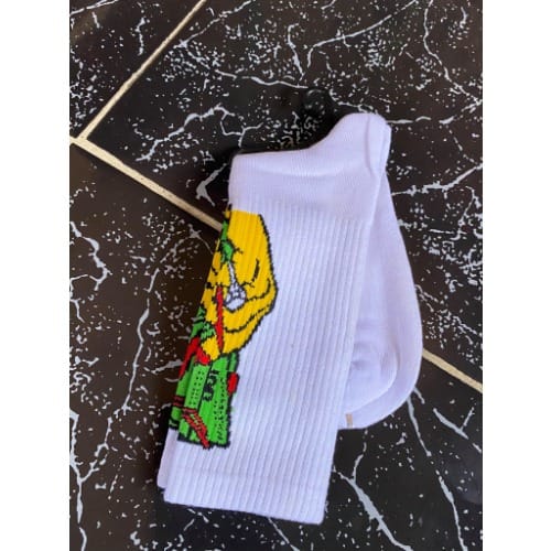 Men's Patterned White Socks