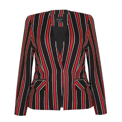Red Stripped Zipper Pocket Blazer