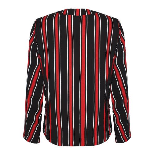 Red Stripped Zipper Pocket Blazer