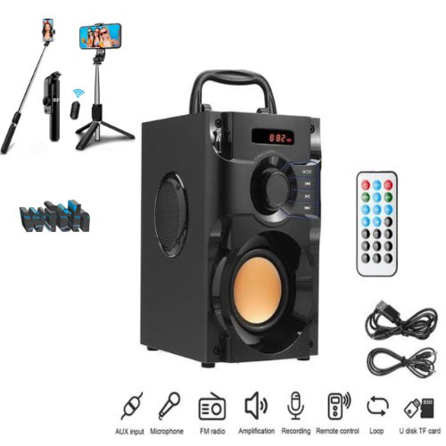 A11 Rechargable Mini Bluetooth Speaker With Fm Radio And Remote Control Selfie Stick