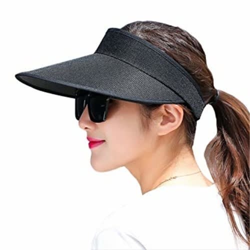 Women's  Wide Brim Visor Hat - Black