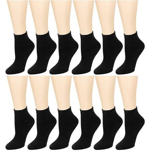 Men's Ankle Socks - 6 Pairs - Black - One Size Fits All