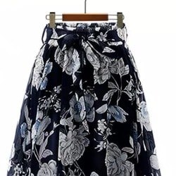 Floral Print Skirt- Blue