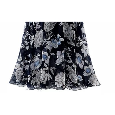 Floral Print Skirt- Blue