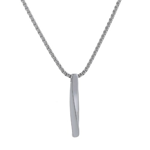 Men's Vintage Geometry Strip Necklace - Silver - 60cm