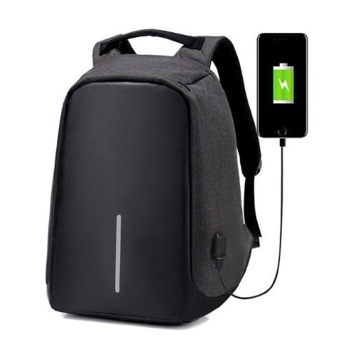 Anti Theft Security Travel & Laptop Backpack With USB Charging Port - Black