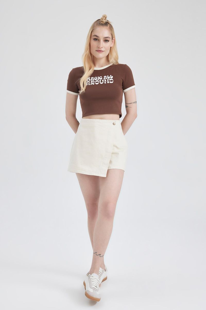 Woman Special Collection Denim Short - Ecru