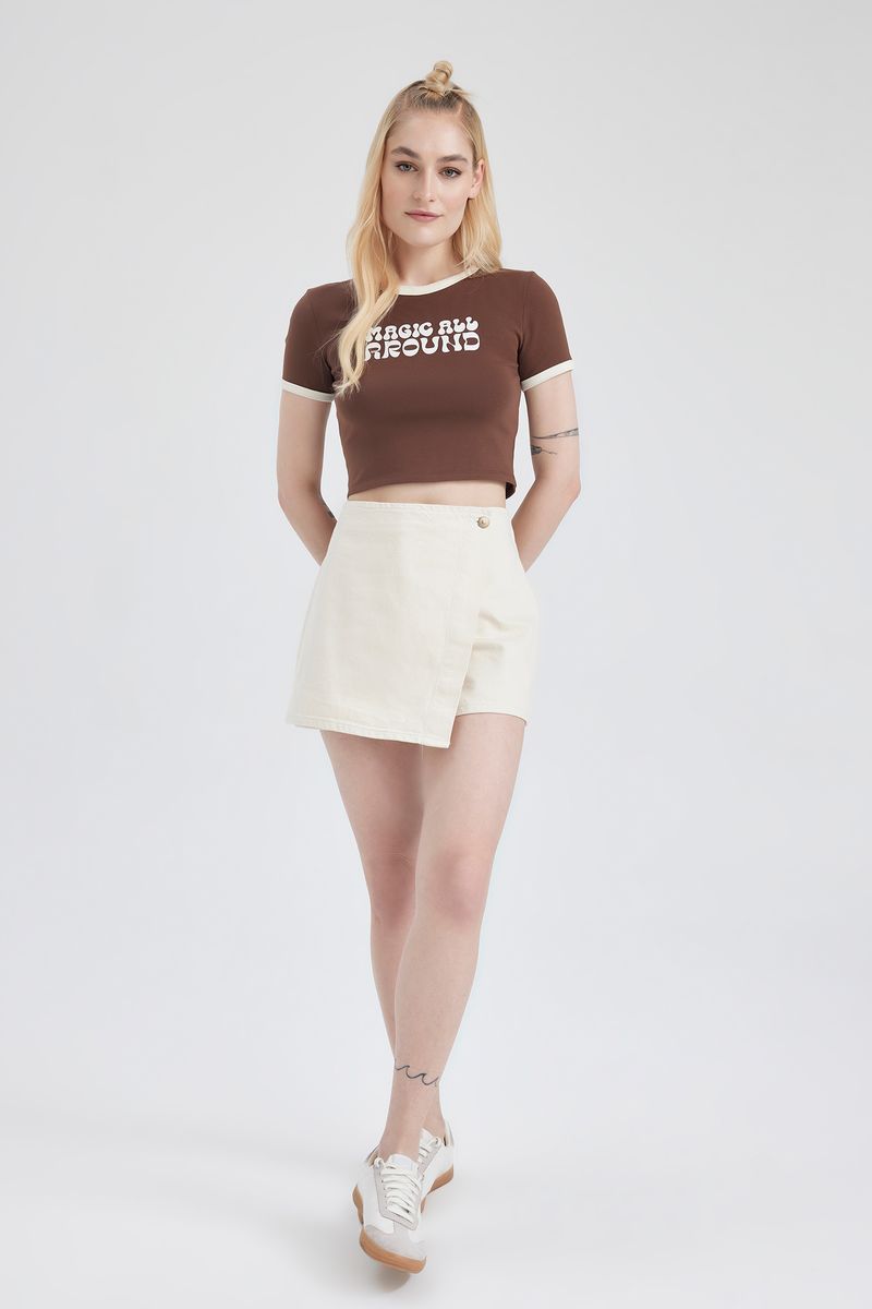 Woman Special Collection Denim Short - Ecru