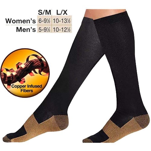Copper Compression Socks Relieve Ache Soreness Recovery Support