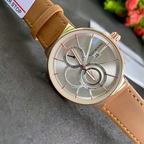 International Guaranteed & Classy Italian Brown Leather Unisex Wristwatch
