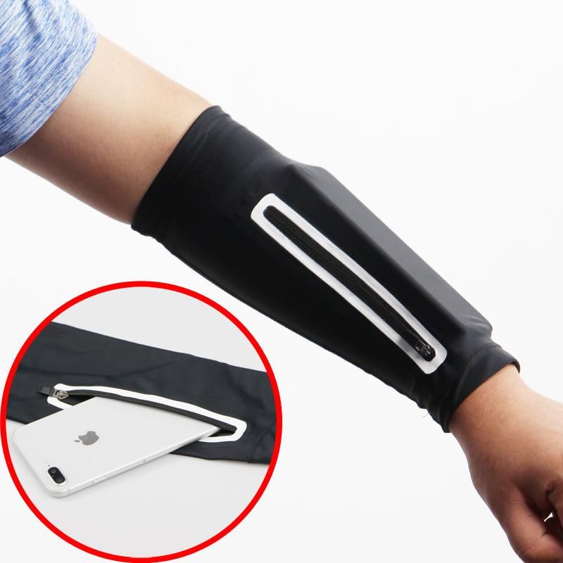 Sports Multi-Functional Sun Protection Ice Sleeve Cycling Mobile Phone Arm Sleeve Arm Guard Seamless Zipper Pocket Bicycle Oversleeve New