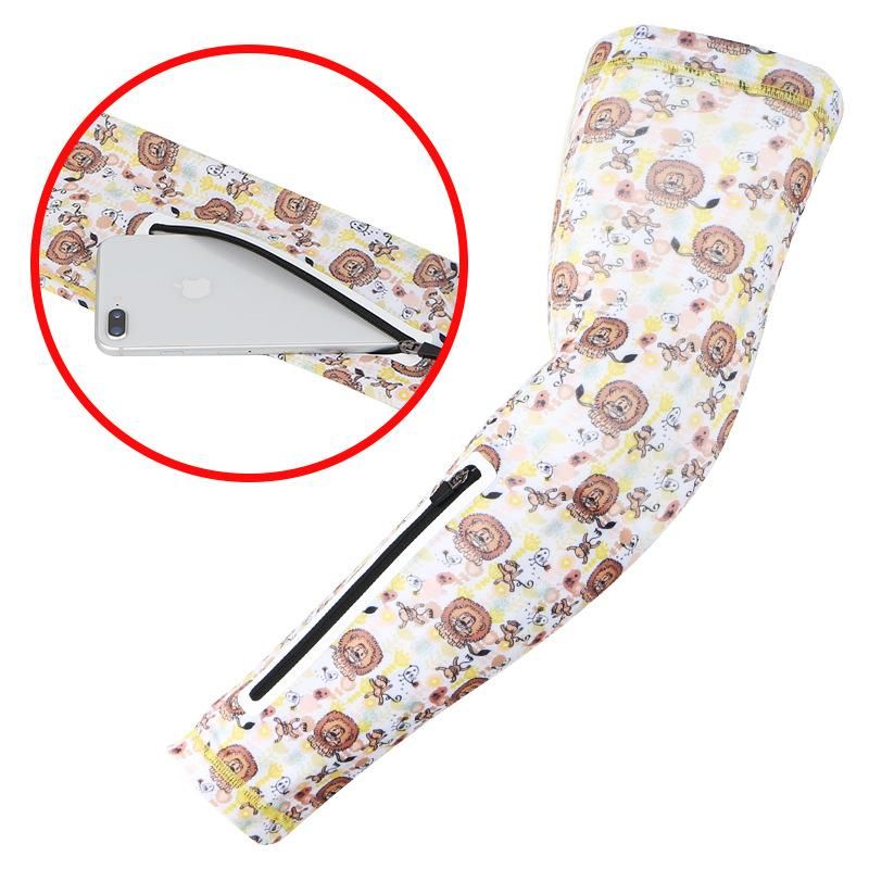 Sports Multi-Functional Sun Protection Ice Sleeve Cycling Mobile Phone Arm Sleeve Arm Guard Seamless Zipper Pocket Bicycle Oversleeve New