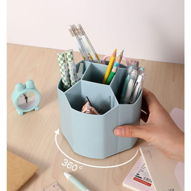 Large Capacity Rotating Pen Holder Modern Minimalist Student Desktop Stationery Box Ins Multi-Functional Cute Nordic Good-looking