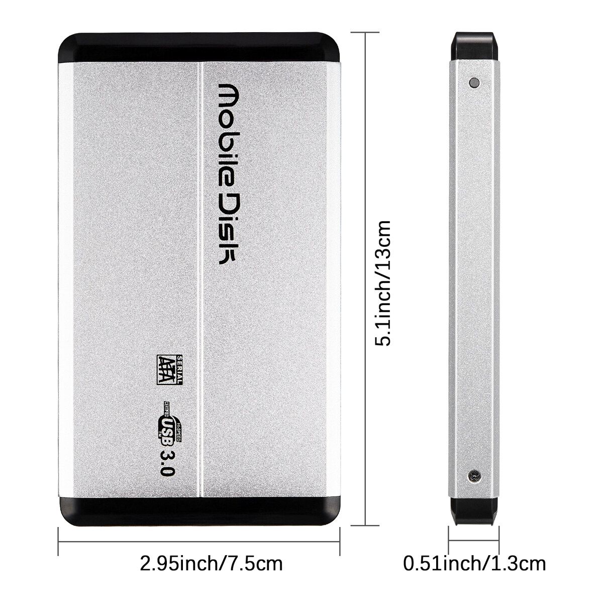 500GB/1TB/2TB USB3.0 Mobile Hard Drive Silver 5400RPM High-speed Transmission Hard Disk 500G