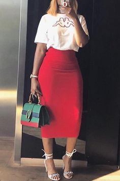 Ladies Maxi Skirt - RED