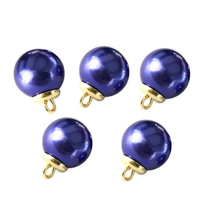 5Pcs 16mm Plastic Pearl Buttons Charms For Sewing Scrapbooking Blue