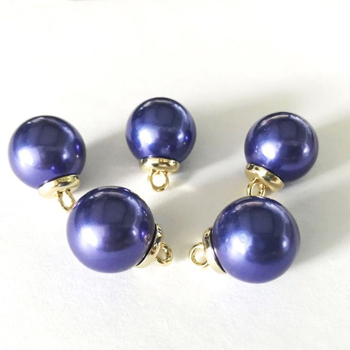 5Pcs 16mm Plastic Pearl Buttons Charms For Sewing Scrapbooking Blue