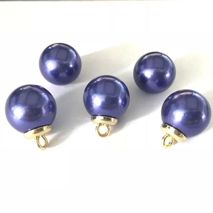 5Pcs 16mm Plastic Pearl Buttons Charms For Sewing Scrapbooking Blue
