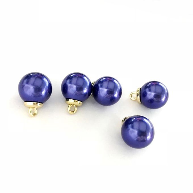 5Pcs 16mm Plastic Pearl Buttons Charms For Sewing Scrapbooking Blue