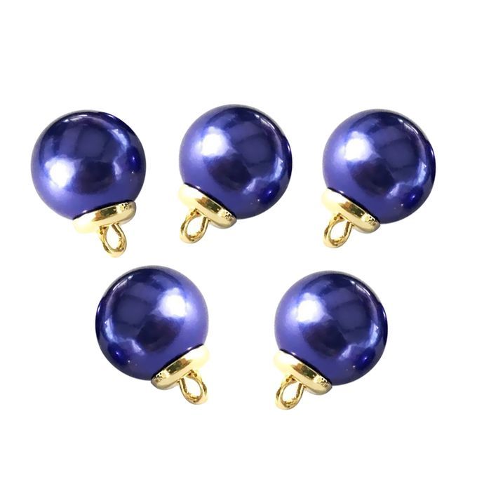 5Pcs 16mm Plastic Pearl Buttons Charms For Sewing Scrapbooking Blue