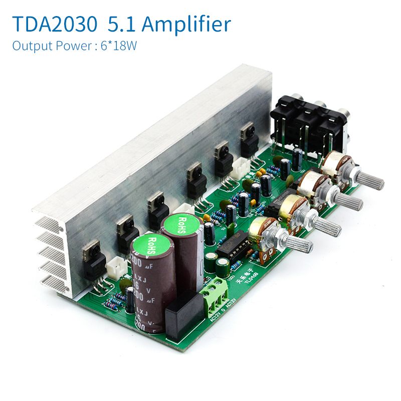 TDA2030 5.1 Channel  Audio Amplifier Board 6*18W 6 Channels Surround Center Subwoofer Power Amplifiers For Home Theater