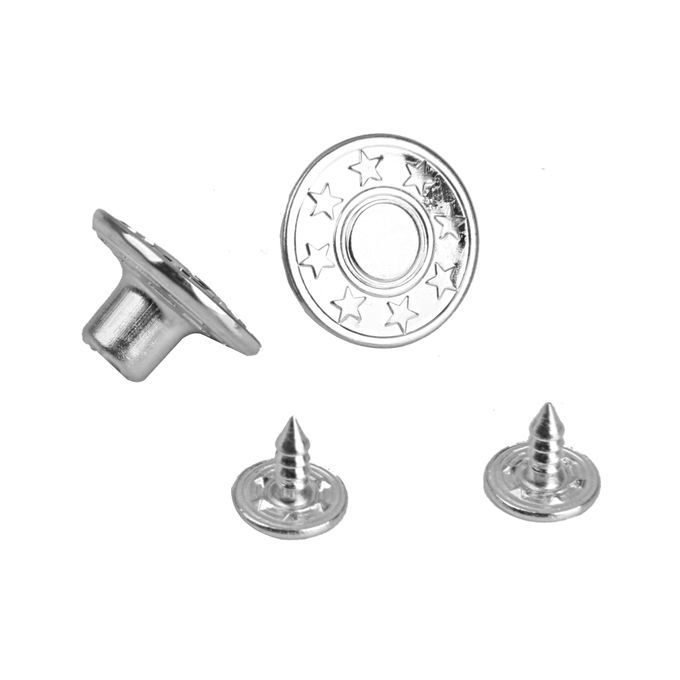 50Pcs NO-SEW Hammer On Metal Jeans Pants Buttons Rivet Studs DIY