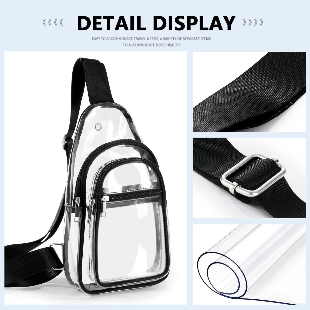 Concert Bag Sporty Transparent Crossbody Bag with for Concerts Clear