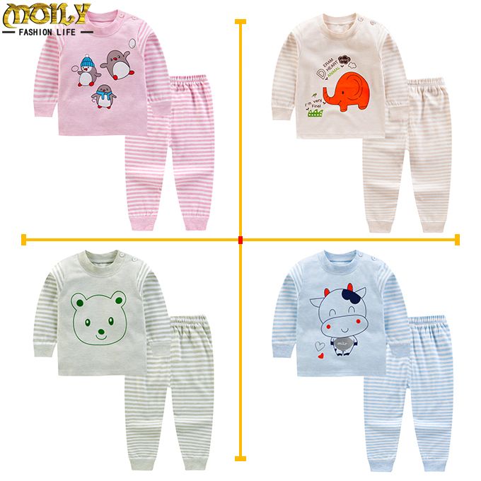4 In 1 Fashion (boys And Girls) Cute Cartoon Pattern Long-sleeved Long Pants Set