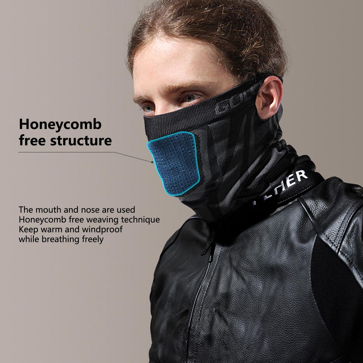 Ski Face Cover Sweat Wicking Close Fit Face Cover Black